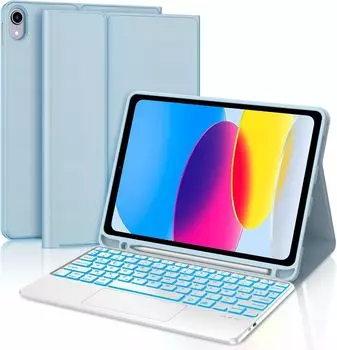 Клавиатура с тачпадом для iPad 10-го поколения Чехол с клавиатурой для iPad 10-го поколения Легкая беспроводная клавиатура Bluetooth с подсветкой