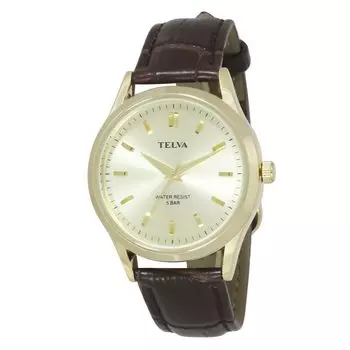 [Klefa] Analog Men s Watch Waterproof Leather Strap Brown TE-AM032-CHG
