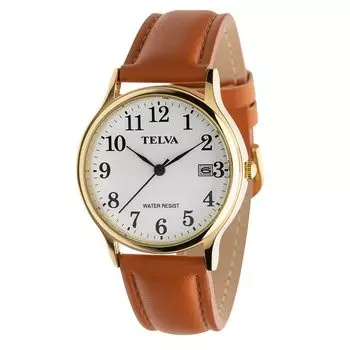 [Klefa] Аналоговые мужские часы с водонепроницаемым кожаным ремешком коричневого цвета TE-AM243-WTG коричневый