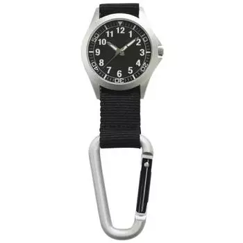 Klefer карманные часы аналоговые мужские водонепроницаемые карабин брелок черный CB-A4153-BKB