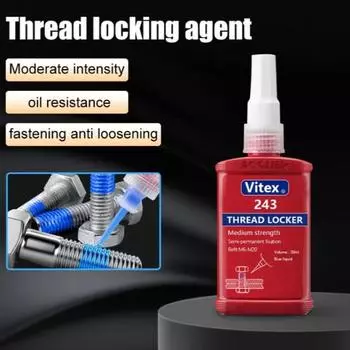 Клей 243 Анаэробный винтовой клей Прочный противоскользящий фиксатор резьбы Высокая и низкая прочность Высокая термостойкость 10ml 1PC