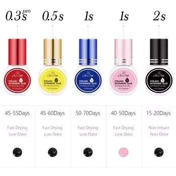 Клей для наращивания ресниц GLAMLASH, отдельные накладные ресницы, черный клейкий набор для профессионального использования, время высыхания 0,3-2 секунды