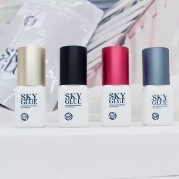 Клей для наращивания ресниц SKY, черный, красный, синий, золотой колпачок