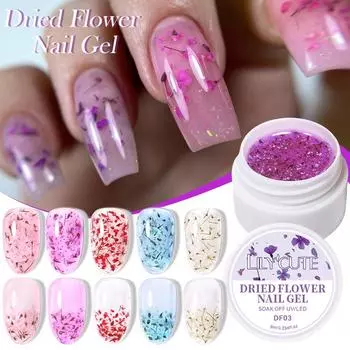 Клей для ногтей из сухоцветов, прозрачный лак для ногтей Flower Fairy Flash Sequins для салонов красоты