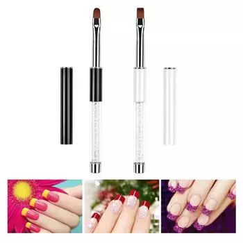 Клей для ногтей, ручка для фототерапии, овальная плоская гелевая кисточка для ногтей, ручка со стразами, профессиональные кисти для дизайна ногтей, инструмент для дизайна ногтей чёрный