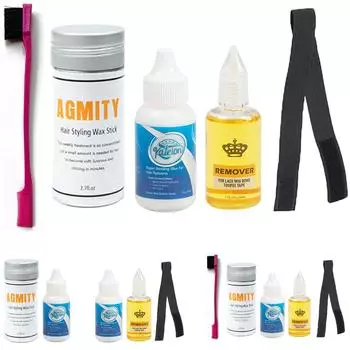 Клей для переднего кружевного парика, водонепроницаемый, для удаления кружевной ленты, щетка для волос с резинкой для волос, восковая палочка для установки переднего кружевного парика, набор