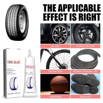 Клей для шин Сильный клей для склеивания Клей для протечек в шинах Герметики для прокладок заглушек шин Черный цемент для ремонта боковин для внедорожников