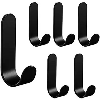 Клей для ванны из 6 предметов, вешалка для черной стены, крючок для клея, крючок для клея из нержавеющей стали, крючок для клея из нержавеющей стали, ванная комната, кухня, спальня 9x3x3cm