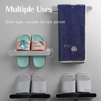 Клейкая вешалка для тапочек и полотенец без сверления, вешалка для полотенец для ванной комнаты, настенная полка для полотенец, вешалка для тапочек, аксессуары для кухни и ванной комнаты short-26cm серый