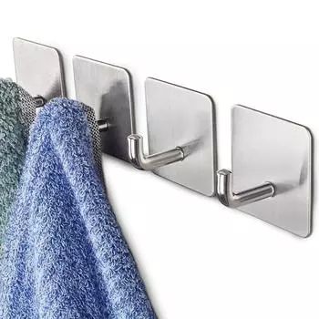 Клейкие крючки из нержавеющей стали, сверхмощная наклейка на стену, водонепроницаемые держатели для дверей и полотенец для подвешивания одежды, крючок для ванной комнаты 1pc