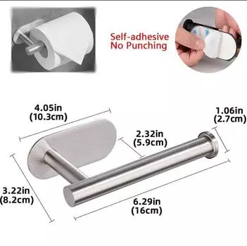Держатель для туалетной бумаги на клейкой основе, держатель для салфеток на кухне, вешалка для полотенец, впитывающая подставка, вешалка для салфеток, аксессуары для ванной комнаты 16*8cm серебряный