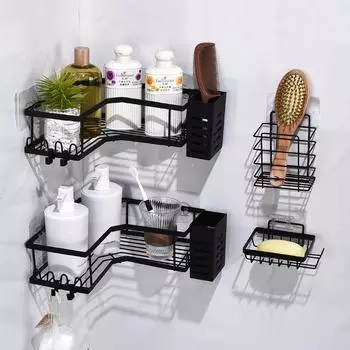 Клейкий уголок для душа, органайзер, полки, не требующие сверления, нержавеющая сталь, держатель для зубной пасты для ванной комнаты 4pcs