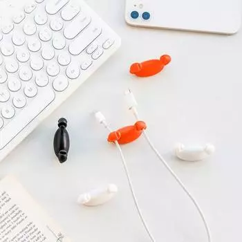 Клейкий зажим для кабеля с мультяшным крабом, домашний офис, стол, органайзер для шнура для зарядки телефона, держатель, держатель, блок питания, зажим для управления проводами красный