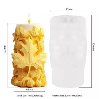 Кленовый лист Цилиндрическая свеча Силиконовая форма Сделай сам Форма для свечи Гипс Ароматерапия Ручная работа Декор Эпоксидная форма
