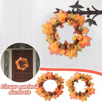 Кленовый венок Осенний фестивальный венок Дверь Висячий домашний декор One Size