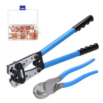 Клещи для обжима клемм аккумуляторных кабелей, клещи для обжима клемм аккумуляторных батарей с 60 медными кольцами, клеммы 8 размеров