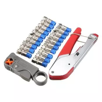 Клещи для обжима коаксиального кабеля Клещи для экструдированной сетки Плоскогубцы с F-образной головкой Поворотный инструмент для зачистки кабеля Клещи для обжима Видеокабель Набор инструментов электрика