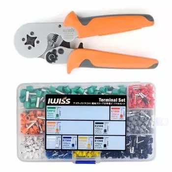 Клещи для обжима наконечников IWISS HSC8, стержневой наконечник для концевой муфты провода, набор наконечников HSC8 0,25–6,0 мм2 6-4 6-4/E-770