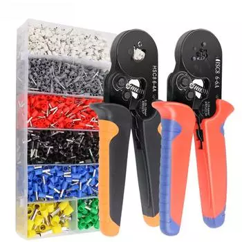 Клещи для обжима трубчатых/штыревых клемм HSC8-6-4 с набором электрика из 1200 предметов