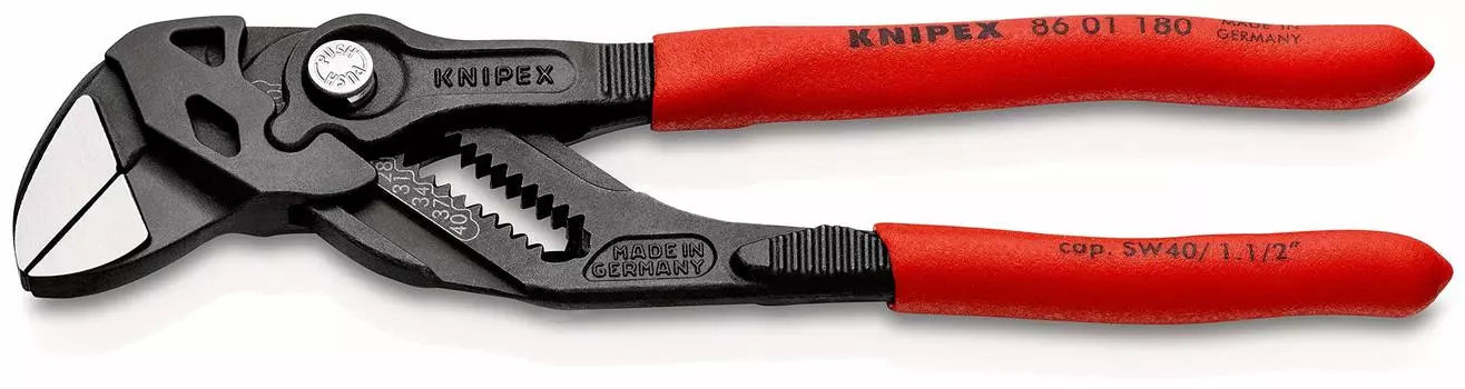 Клещи-гаечный ключ KNIPEX с ручками с пластиковым покрытием 8601-180SB 8601-180SB серый