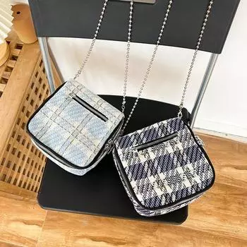 Клетчатая художественная маленькая сумка на плечо в лесном стиле, весна-лето 2023, новая модная сумка через плечо на одно плечо