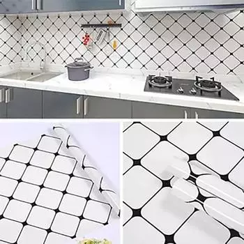 Клетчатая кухонная маслостойкая наклейка Огнеупорная Высокотемпературная Наклейки на стену Самоклеящиеся Обои для столешницы и шкафа 40cmX5m