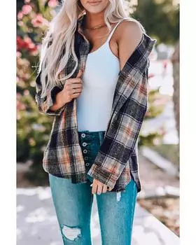 Клетчатая куртка Azura Exchange большого размера с закругленным подолом XL чёрный