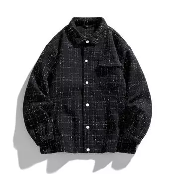 Клетчатая куртка мужская осенне-зимняя свободная куртка для пары с воротником XXXL белый