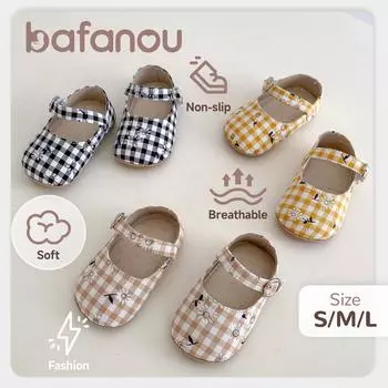 Клетчатая обувь для девочек с принтом, детская нескользящая обувь с цветочным принтом, весенняя обувь для девочек bafanou X1012 M(12cm) жёлтый