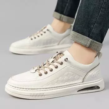 Клетчатая обувь с тиснением. Мужская повседневная маленькая белая обувь. Спортивная обувь. 38 чёрный