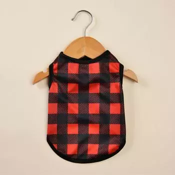 Клетчатая одежда для собак, летняя дышащая жилетка для кошек и щенков, одежда, уютная классная сетчатая футболка для маленьких собак, костюм для чихуахуа, французского бульдога, принадлежности XS красный