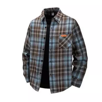 Клетчатая рубашка мужская с длинным рукавом весенне-летняя большого размера красивая свободная рубашка американская повседневная рубашка 10XL синий