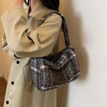 Клетчатая ручная сумка Женская большая сумка Сумка через плечо Женская сумка через плечо красный