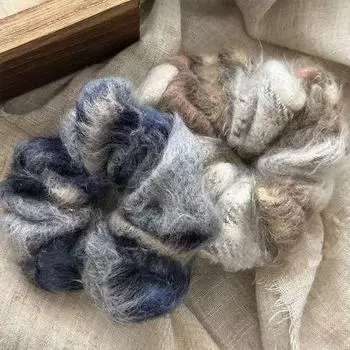 Клетчатая шерстяная эластичная повязка на голову - плюшевое кольцо для волос в гонконгском стиле checkered woolen large intestine ring белый/кофейный