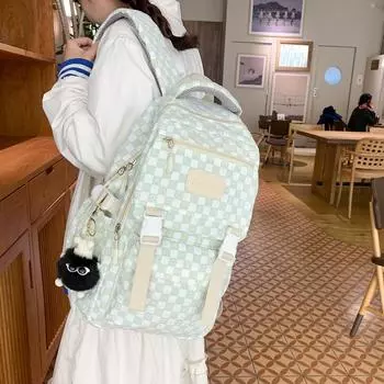 Клетчатая школьная сумка для девочек в студенческом стиле, рюкзак для учащихся старших классов средней школы фиолетовый