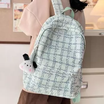 Клетчатая школьная сумка, женский школьный рюкзак, студенческий компьютерный рюкзак зелёный