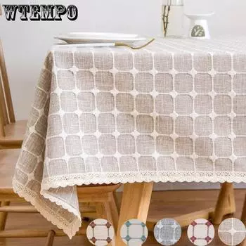 Клетчатая скатерть, художественная прямоугольная сельская скатерть, скатерть для чайного стола, квадратная скатерть для покрытия стола 90*130cm синий