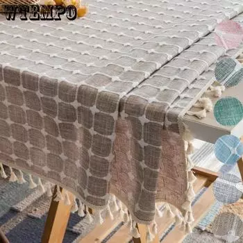 Клетчатая скатерть, художественная скатерть для чайного стола, свежая квадратная скатерть для домашнего стола, чехол 120*120cm синий