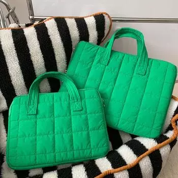 Клетчатая сумка для ноутбука с пухлой отделкой, цветной защитный чехол для ноутбука, симпатичный чехол для планшета, аксессуары для ноутбука L чёрный