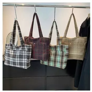 Клетчатая сумка для женщин, новая модная сумка-тоут в стиле ретро, большая вместительная сумка на плечо, модная сумка