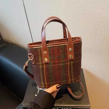 Клетчатая сумка модная популярная сумка через плечо ретро клетчатая сумка-мессенджер женская сумка-ведро