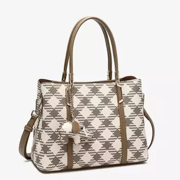 Клетчатая сумка, женская сумка, простая осень-зима, новинка 2023, винтажная модная сумка через плечо большой вместимости, ручная сумка через плечо M