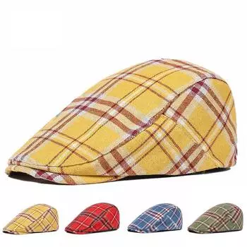 Клетчатая тканевая шапочка с язычком Ms. Берет Литературный Стиль Ретро Форвард Кепка Модная Женская Шляпа Шляпа Шляпа M56-58cm красный