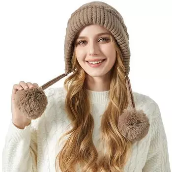 Клетчатая тройная шапка из волос, толстая шапка из кроличьего меха, женская зимняя бархатная уличная теплая меховая шапка, вязаная шапка чёрный