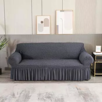 Клетчатая юбка из жатого хлопка, эластичный эластичный чехол для дивана для гостиной, чехол для кресла 1, 2, 3, 4 L-образной формы, чехлы для диванов 1-seater 90-140cm