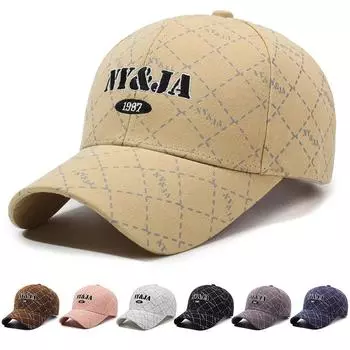 Клетчатая вышитая кепка с буквами для мужчин и женщин, весна-осень, винтажная кепка, бейсболка с солнцезащитным кремом для улицы белый