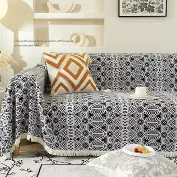 Клетчатое одеяло для скандинавских летних универсальных кроватей Ins Wind, диван-кровать, декоративное покрывало для дивана в стиле бохо, одеяло для пикника с кисточкой 180x130cm