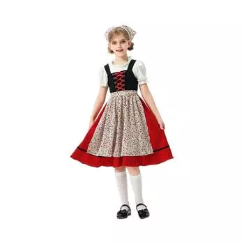 Клетчатое платье для девочек - Костюм для фольклорного фестиваля 140 красный