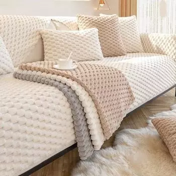 Клетчатое пушистое полотенце для дивана, мягкий плюшевый чехол для дивана в форме буквы L, нескользящий пылезащитный чехол для дивана, полотенце для гостиной A 70x70