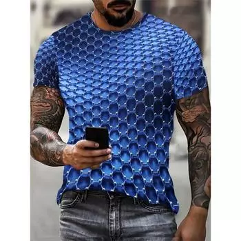 Клетчатые абстрактные узоры мужские модные футболки летние с коротким рукавом 3D принтованные уличные простые футболки 6XL большие размеры повседневные топы XXS